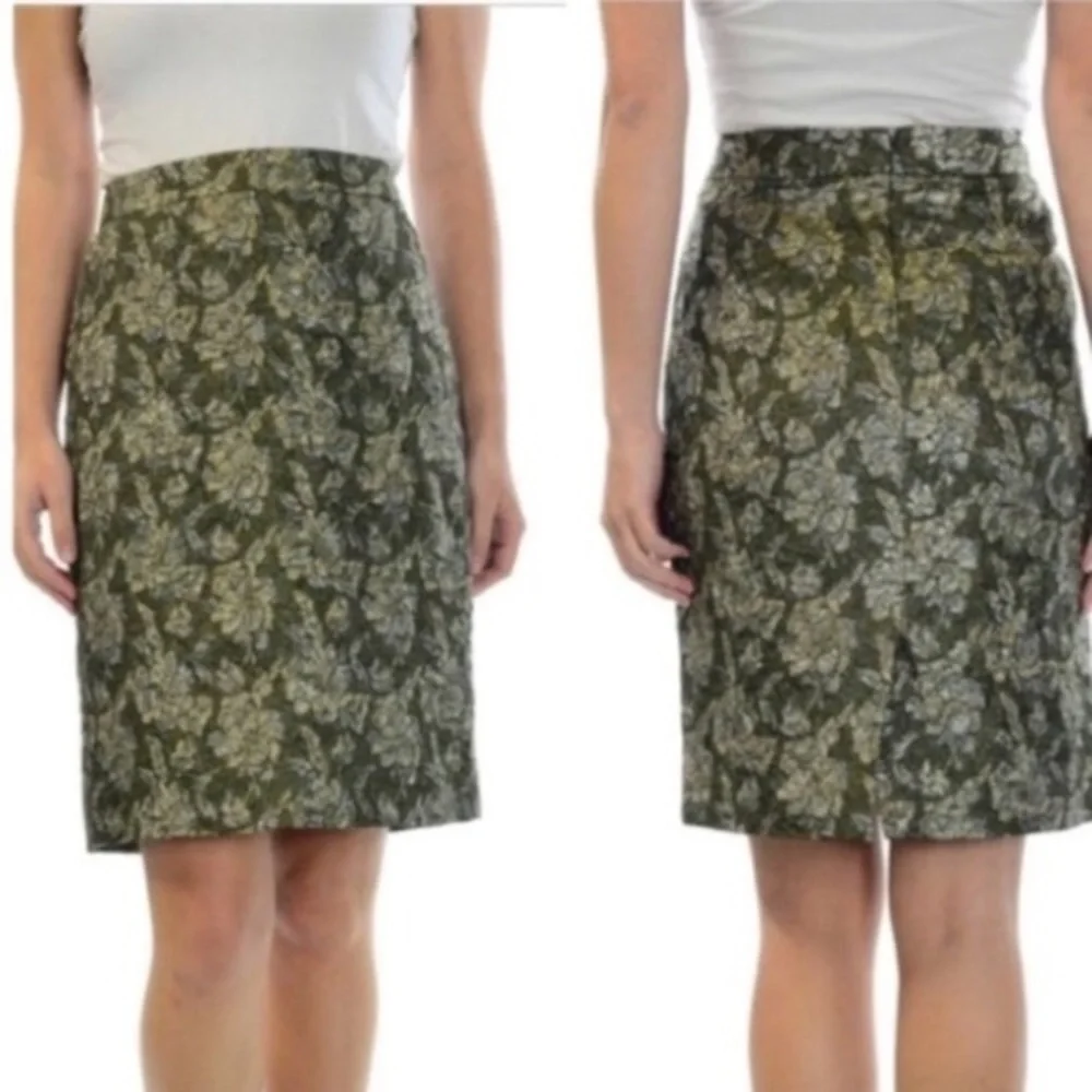 J Crew collection metallic brocade pencil skirt 6